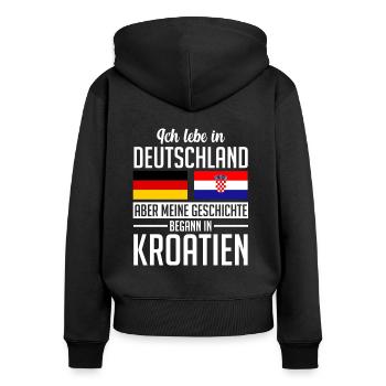 Kroatisch Deutschland Kroate Kroatien Geschenk - Frauen Premium Bio Zip Hoodie - Schwarz - Hinten - Julia (174cm)