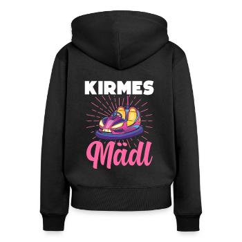 Kirmes Mädl Schausteller Jahrmarkt - Frauen Premium Bio Zip Hoodie - Schwarz - Hinten - Julia (174cm)