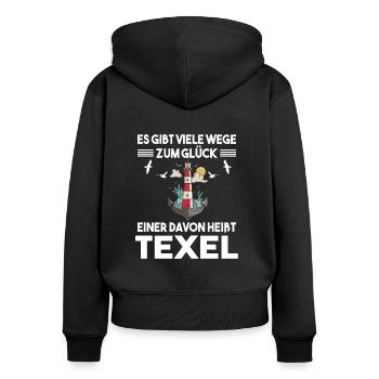 Niederlande Holland Nordsee Insel Texel - Frauen Premium Bio Zip Hoodie - Schwarz - Hinten - Julia (174cm)