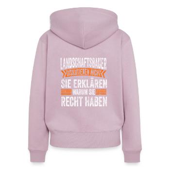 Landschaftsbauer Landschaftsbau Hobbygärtner - Frauen Premium Bio Zip Hoodie - Altrosa - Hinten - Julia (174cm)
