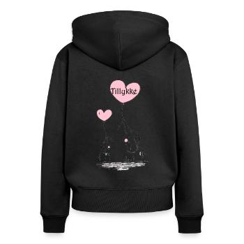 Éléphants avec des félicitations de ballon - Sweat à capuche zippé Premium bio Femme - noir - Dos - Julia (174cm)