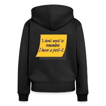 post it quote - Frauen Premium Bio Zip Hoodie - Schwarz - Hinten - Julia (174cm)
