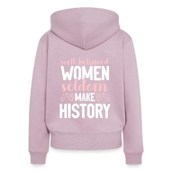 Feminismus Spruch - Frauen Premium Bio Zip Hoodie - Altrosa - Hinten - Julia (174cm)