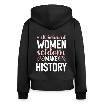 Feminismus Spruch - Frauen Premium Bio Zip Hoodie - Schwarz - Hinten - Julia (174cm)