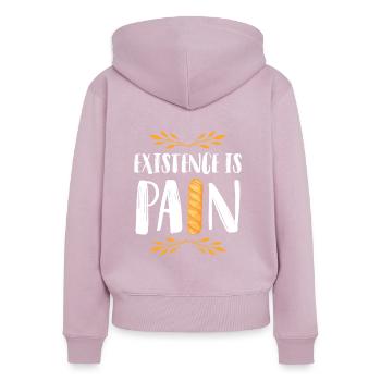Pain baguette - Sweat à capuche zippé Premium bio Femme - rose poudré - Dos - Julia (174cm)