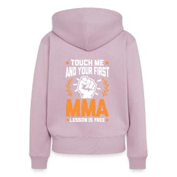 Poing d'arts martiaux mixtes - Sweat à capuche zippé Premium bio Femme - rose poudré - Dos - Julia (174cm)