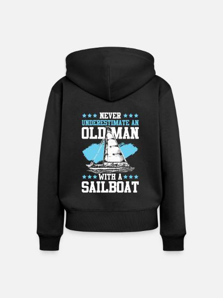 segeln alter mann - Frauen Premium Bio Zip Hoodie - Schwarz