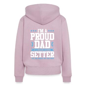 Papa de volleyball - Sweat à capuche zippé Premium bio Femme - rose poudré - Dos - Julia (174cm)