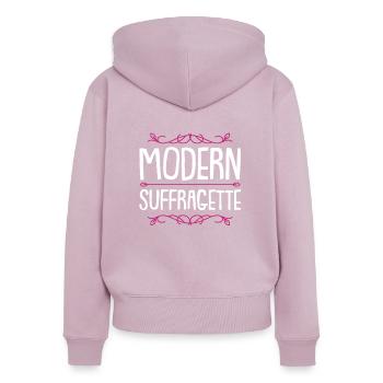 Feministin Frauenrechte Spruch - Frauen Premium Bio Zip Hoodie - Altrosa - Hinten - Julia (174cm)