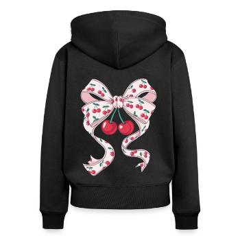 Cherries Pretty Woman Coquette - Women's Premium Organic Zip Hoodie - black - Back - Julia (174cm)