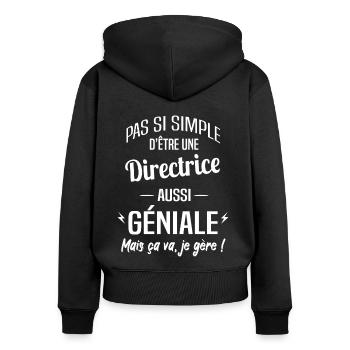 Directrice - Sweat à capuche zippé Premium bio Femme - noir - Dos - Julia (174cm)