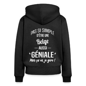 Belge - Sweat à capuche zippé Premium bio Femme - noir - Dos - Julia (174cm)