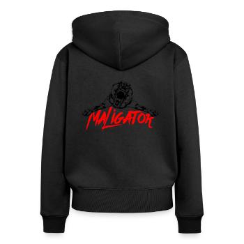 MALIGATOR Belgian Malinois IGP Hunde Wilsigns - Frauen Premium Bio Zip Hoodie - Schwarz - Hinten - Julia (174cm)