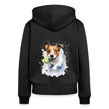 Jack Russell Hund - Frauen Premium Bio Zip Hoodie - Schwarz - Hinten - Julia (174cm)