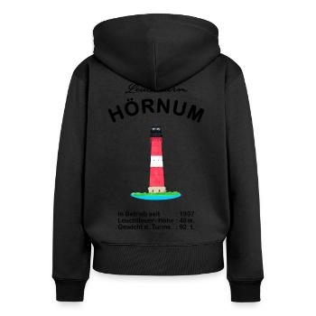 Leuchtturm Hörnum auf Sylt, Nordsee - Frauen Premium Bio Zip Hoodie - Schwarz - Hinten - Julia (174cm)