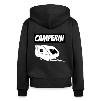 Camperin - Die besten Frauen der Welt! - Frauen Premium Bio Zip Hoodie - Schwarz - Hinten - Julia (174cm)