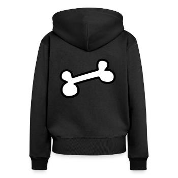 Hundeknochen dog bone Os de chien - Frauen Premium Bio Zip Hoodie - Schwarz - Hinten - Julia (174cm)