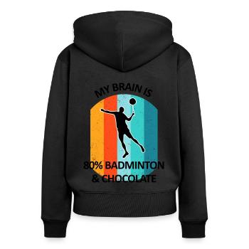 Badminton Federball Badmintonspieler Schokolade - Frauen Premium Bio Zip Hoodie - Schwarz - Hinten - Julia (174cm)