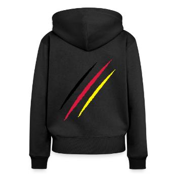 scratch allemagne griffe traces griffe - Sweat à capuche zippé Premium bio Femme - noir - Dos - Julia (174cm)