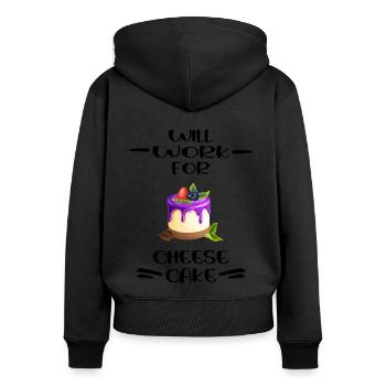 gâteau au fromage cheesecake-love aide de cuisine - Sweat à capuche zippé Premium bio Femme - noir - Dos - Julia (174cm)