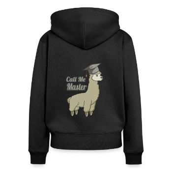 Master Degree Graduate University Llama Cool Funny - Women's Premium Organic Zip Hoodie - black - Back - Julia (174cm)