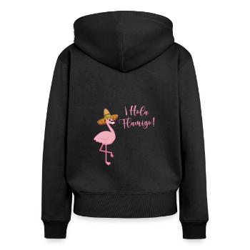 Flamingo Hola Flamigo Ti Aime Le Doux Oiseau Rose - Sweat à capuche zippé Premium bio Femme - noir - Dos - Julia (174cm)