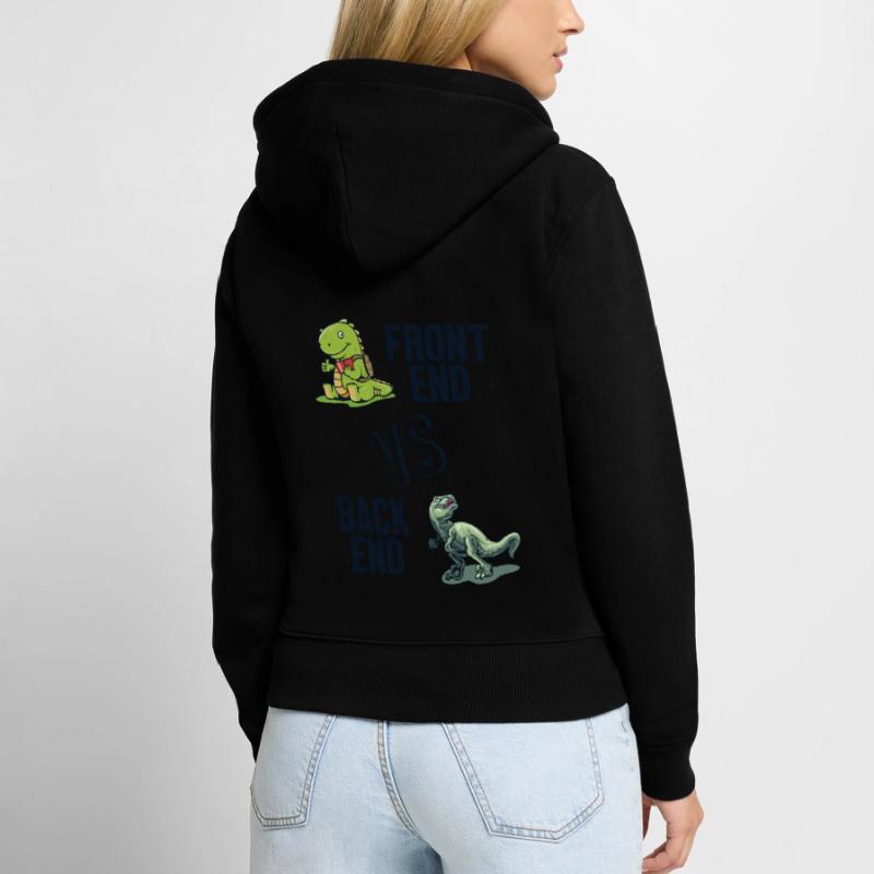 Frontend vs. Backend Developer Developer Coder Frauen Premium Bio Zip Hoodie