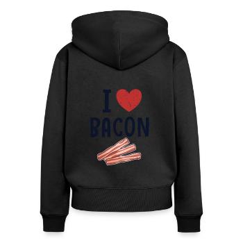 Anti Vegetarian I Love Bacon Bacon Keto Diet BBQ - Women's Premium Organic Zip Hoodie - black - Back - Julia (174cm)