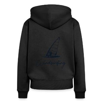 Planche À Voile Silhouette Sports Nautiques - Sweat à capuche zippé Premium bio Femme - noir - Dos - Julia (174cm)