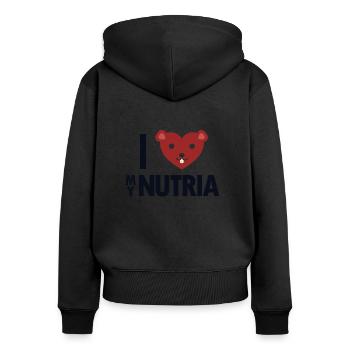 I love my Nutria Biberratte Sumpfbiber Biber - Frauen Premium Bio Zip Hoodie - Schwarz - Hinten - Julia (174cm)