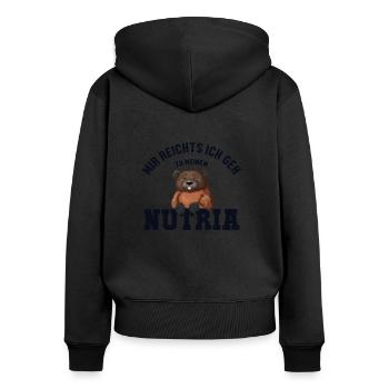 Mir reichts ich geh zum Nutria Sumpfbiber Biber - Frauen Premium Bio Zip Hoodie - Schwarz - Hinten - Julia (174cm)