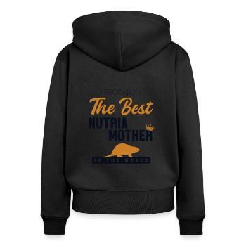 Best Nutria Mother World Biberratte Sumpfbiber - Frauen Premium Bio Zip Hoodie - Schwarz - Hinten - Julia (174cm)