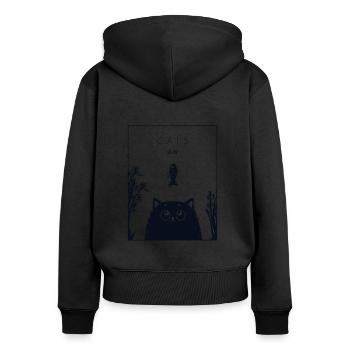 Chats Hanzi chinois Chat de maison Kitty Kitten - Sweat à capuche zippé Premium bio Femme - noir - Dos - Julia (174cm)