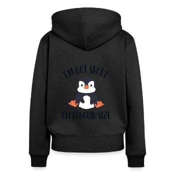 Pengiun Size Seevogel Königspinguin Kaiserpinguin - Frauen Premium Bio Zip Hoodie - Schwarz - Hinten - Julia (174cm)