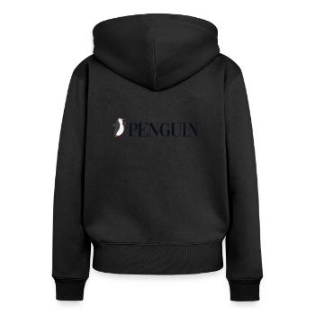 Penguin Text Königspinguin Kaiserpinguin Seevogel - Frauen Premium Bio Zip Hoodie - Schwarz - Hinten - Julia (174cm)