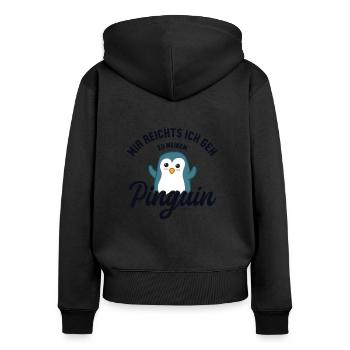 Mir reichts ich geh Pinguin Kaiserpinguin - Frauen Premium Bio Zip Hoodie - Schwarz - Hinten - Julia (174cm)