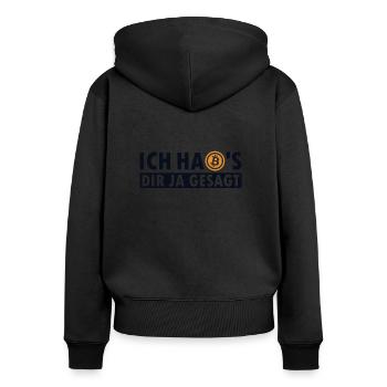 Ich habs dir ja gesagt Bitcoin Crypto - Frauen Premium Bio Zip Hoodie - Schwarz - Hinten - Julia (174cm)
