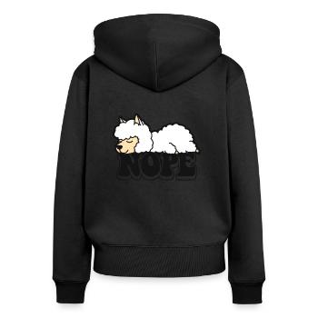 Nope Llama Vicuna Guanaco Breeder Alpaca - Women's Premium Organic Zip Hoodie - black - Back - Julia (174cm)