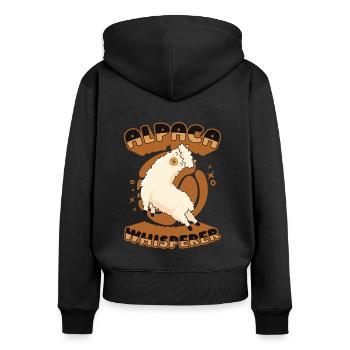 Alpaca Whisperer Huacaya Lama Pako Éleveur - Sweat à capuche zippé Premium bio Femme - noir - Dos - Julia (174cm)