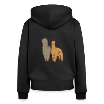 Alpaca Lineart Pako Lama Huacaya Éleveur - Sweat à capuche zippé Premium bio Femme - noir - Dos - Julia (174cm)