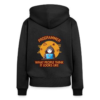 Programmer Looks Like Engineer Full Stack - Women's Premium Organic Zip Hoodie - black - Back - Julia (174cm)