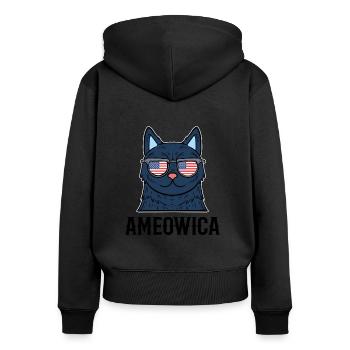 Ameowica Kätzchen Hauskatze Miezekatze - Frauen Premium Bio Zip Hoodie - Schwarz - Hinten - Julia (174cm)
