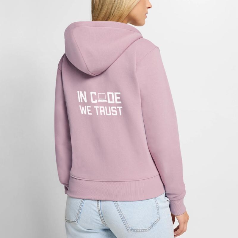 In Code We Trust Full Stack Coder Software Women's Premium Organic Zip Hoodie