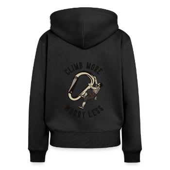 Climb More Worry Less Escalade sportive Escalade - Sweat à capuche zippé Premium bio Femme - noir - Dos - Julia (174cm)
