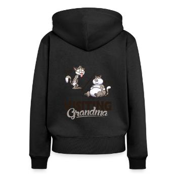 Before and After Visiting Grandma Kätzchen - Frauen Premium Bio Zip Hoodie - Schwarz - Hinten - Julia (174cm)