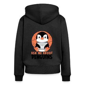 Ask me about Penguins Pingouin royal Pingouin - Sweat à capuche zippé Premium bio Femme - noir - Dos - Julia (174cm)