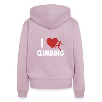 I love Climbing Speedklettern Alpinklettern - Frauen Premium Bio Zip Hoodie - Altrosa - Hinten - Julia (174cm)
