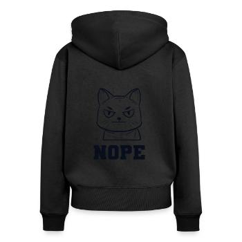 Nope Miezekatze Kätzchen Hauskatze - Frauen Premium Bio Zip Hoodie - Schwarz - Hinten - Julia (174cm)