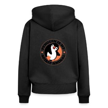 Penguin is my Spirit Animal Sea Bird King Emperor - Women's Premium Organic Zip Hoodie - black - Back - Julia (174cm)