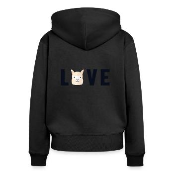 Love Lama Alpaca Pako Éleveur d'alpagas - Sweat à capuche zippé Premium bio Femme - noir - Dos - Julia (174cm)